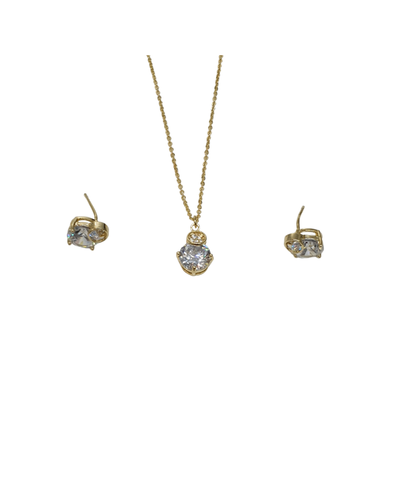 SSA0019- Gold Circles Necklace & Earring Set