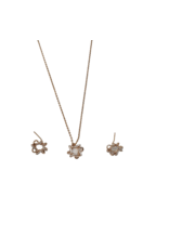 SSA0035- Rose Gold Curvy Flower Necklace & Earring Set