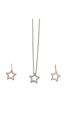 SSA0055- Rose Gold Stars Necklace & Earring Set