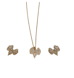 SSA0036- Gold Bow  Necklace & Earring Set
