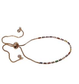 BSD0009- Rose Gold, Multicolour, Rectangle Stones Adjustable Bracelet