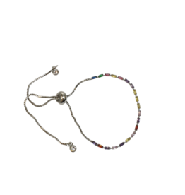 BSD0010- Silver, Multicolour, Rectangle Stones Adjustable Bracelet