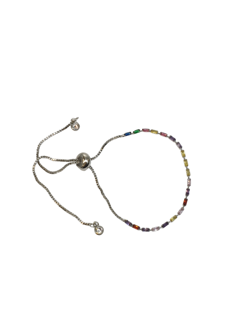 BSD0010- Silver, Multicolour, Rectangle Stones Adjustable Bracelet