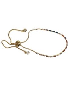 BSD0011- Gold, Multicolour, Rectangle Stones Adjustable Bracelet