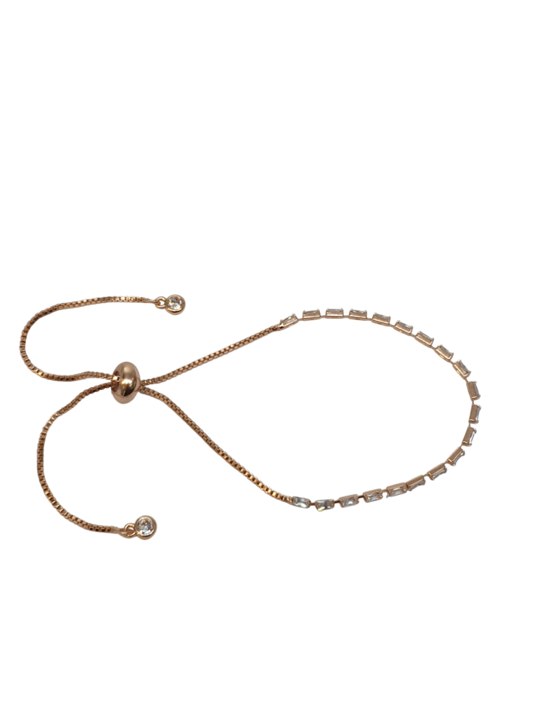 BSD0013- Rose Gold, Rectangle Stones Adjustable Bracelet