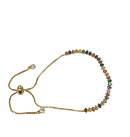 BSD0015- Gold, Multicolour, Small Teardrop Adjustable Bracelet