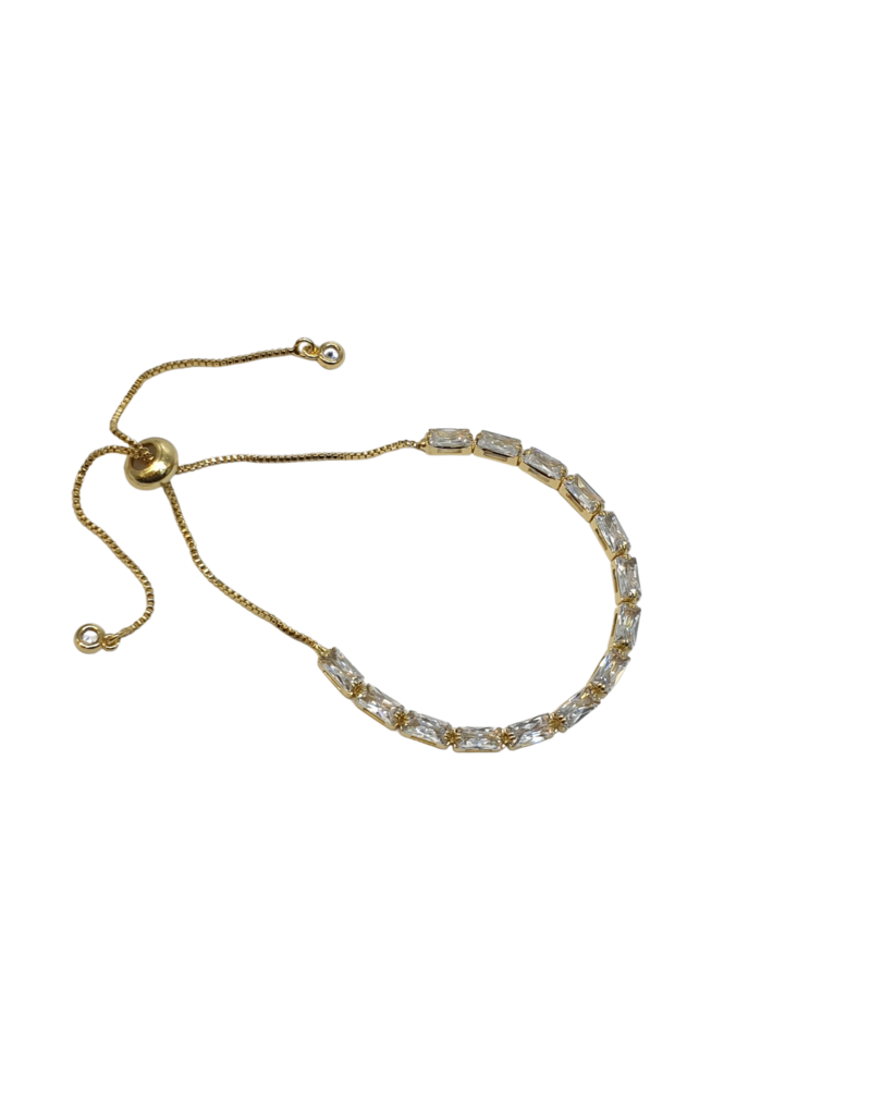 BSD0021- Gold, Big Rectangle Stones Adjustable Bracelet