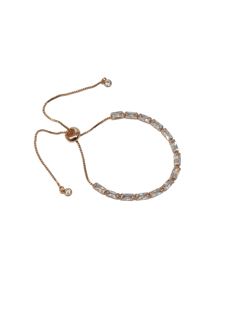 BSD0022- Rose Gold, Big Rectangle Stones Adjustable Bracelet