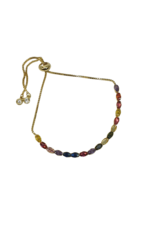 BSD0025- Gold, Multicolour, Oval Bordered Adjustable Bracelet