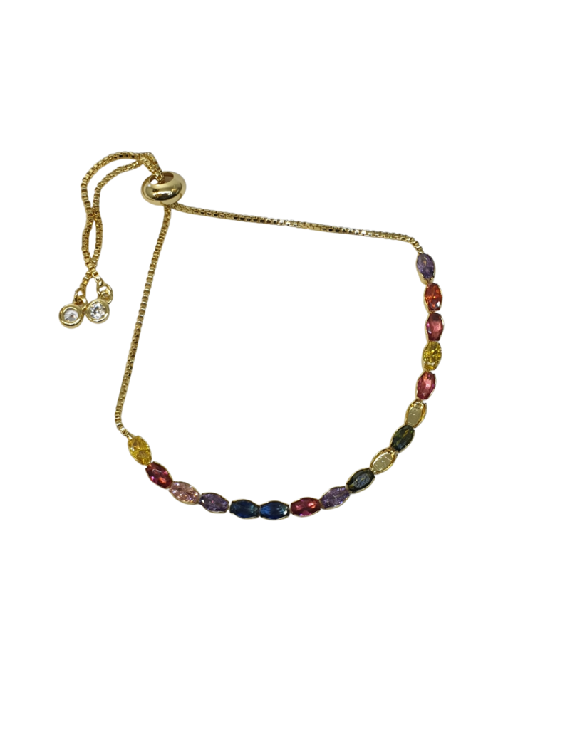 BSD0025- Gold, Multicolour, Oval Bordered Adjustable Bracelet