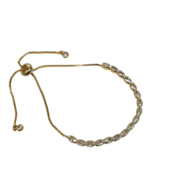 BSD0027- Gold, Oval Bordered Adjustable Bracelet