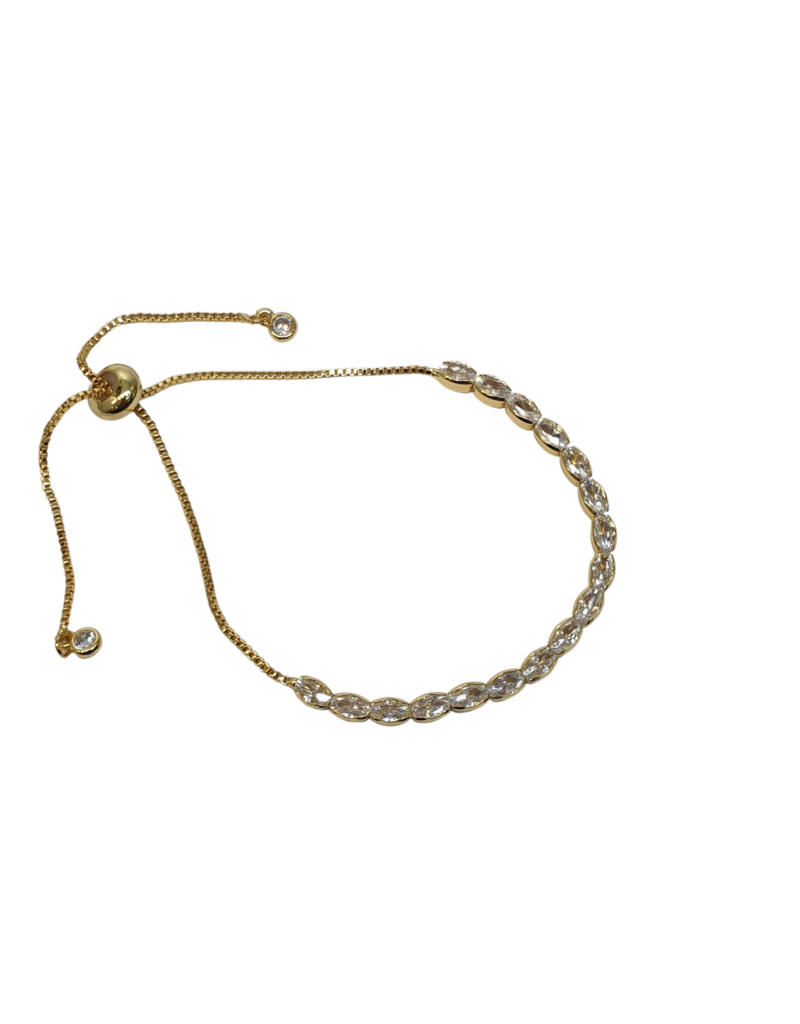BSD0027- Gold, Oval Bordered Adjustable Bracelet