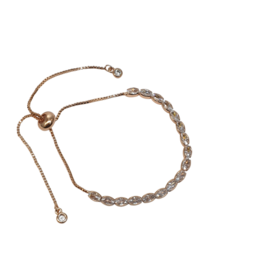 BSD0026- Rose Gold, Oval Bordered Adjustable Bracelet
