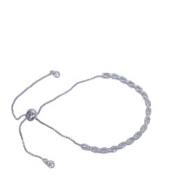 BSD0028- Silver, Oval Bordered Adjustable Bracelet