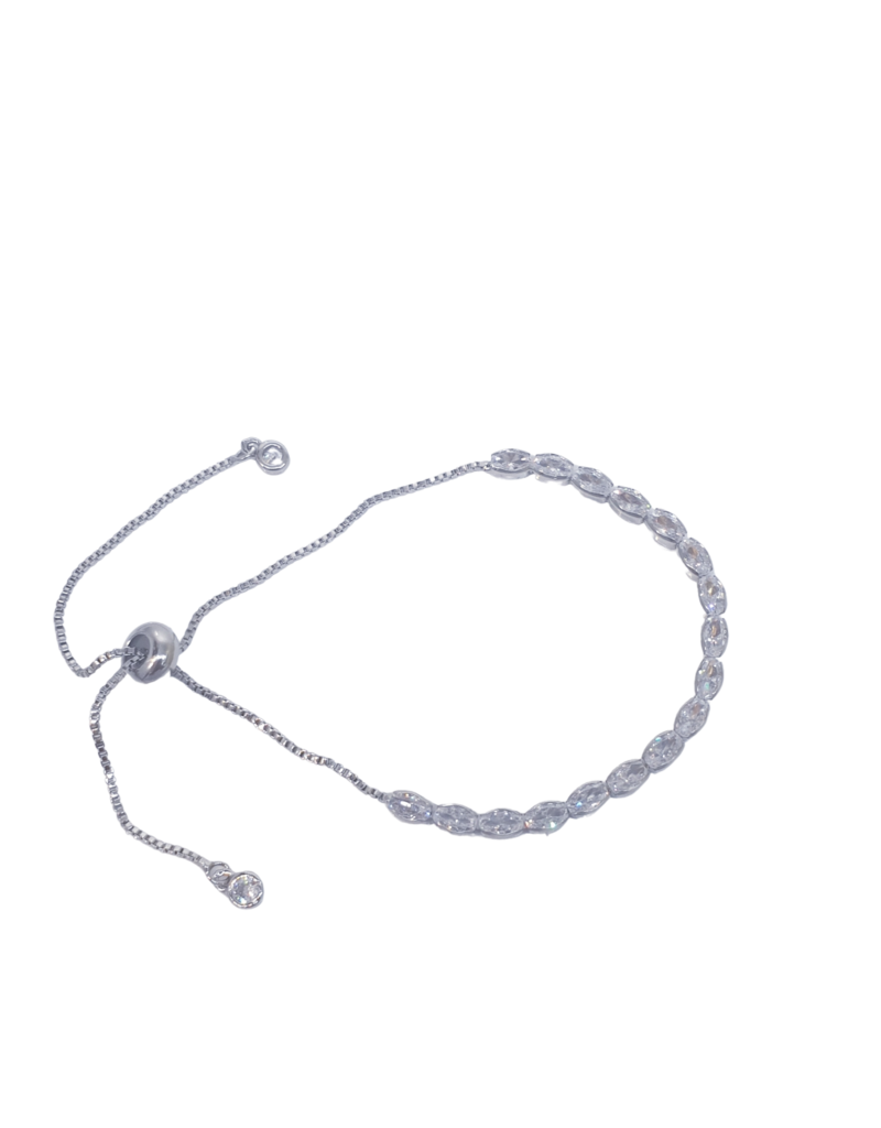 BSD0028- Silver, Oval Bordered Adjustable Bracelet