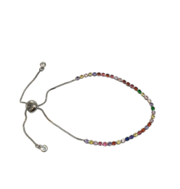BSD0030- Silver, Multicolour, Round Bordered Adjustable Bracelet