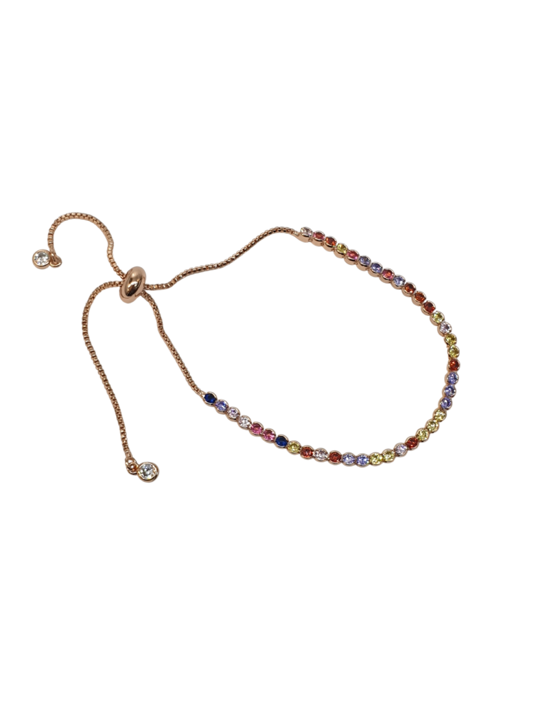 BSD0029- Rose Gold, Multicolour, Round Bordered Adjustable Bracelet