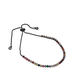 BSD0034- Black, Multicoloured, Round Bordered Adjustable Bracelet