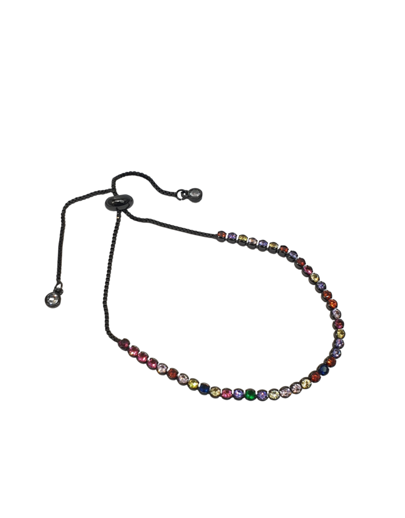 BSD0034- Black, Multicoloured, Round Bordered Adjustable Bracelet