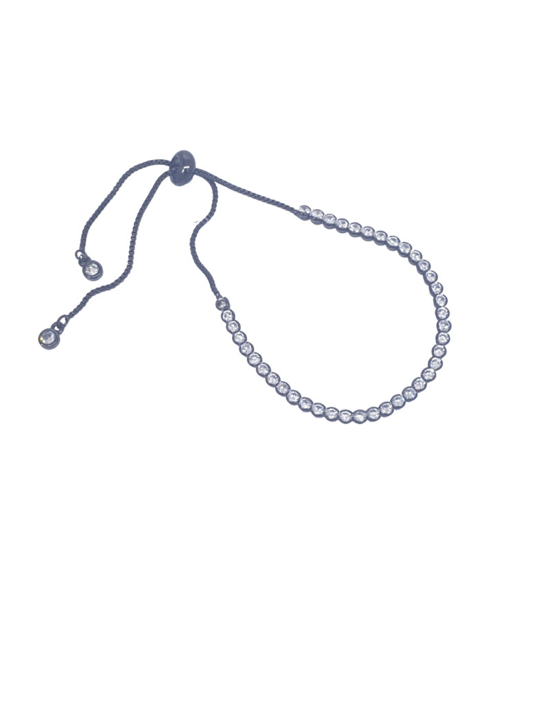 BSD0035- Black, Round Bordered Adjustable Bracelet