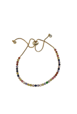 BSD0037- Gold, Multicolour, Round Bordered Adjustable Bracelet