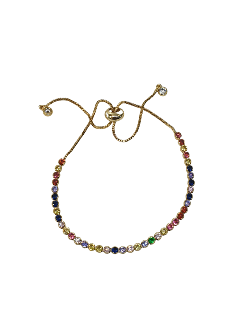 BSD0037- Gold, Multicolour, Round Bordered Adjustable Bracelet