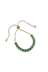 BSD0042- Gold, Green, Baguette Adjustable Bracelet