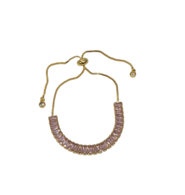 BSD0043- Pink, Baguette Adjustable Bracelet