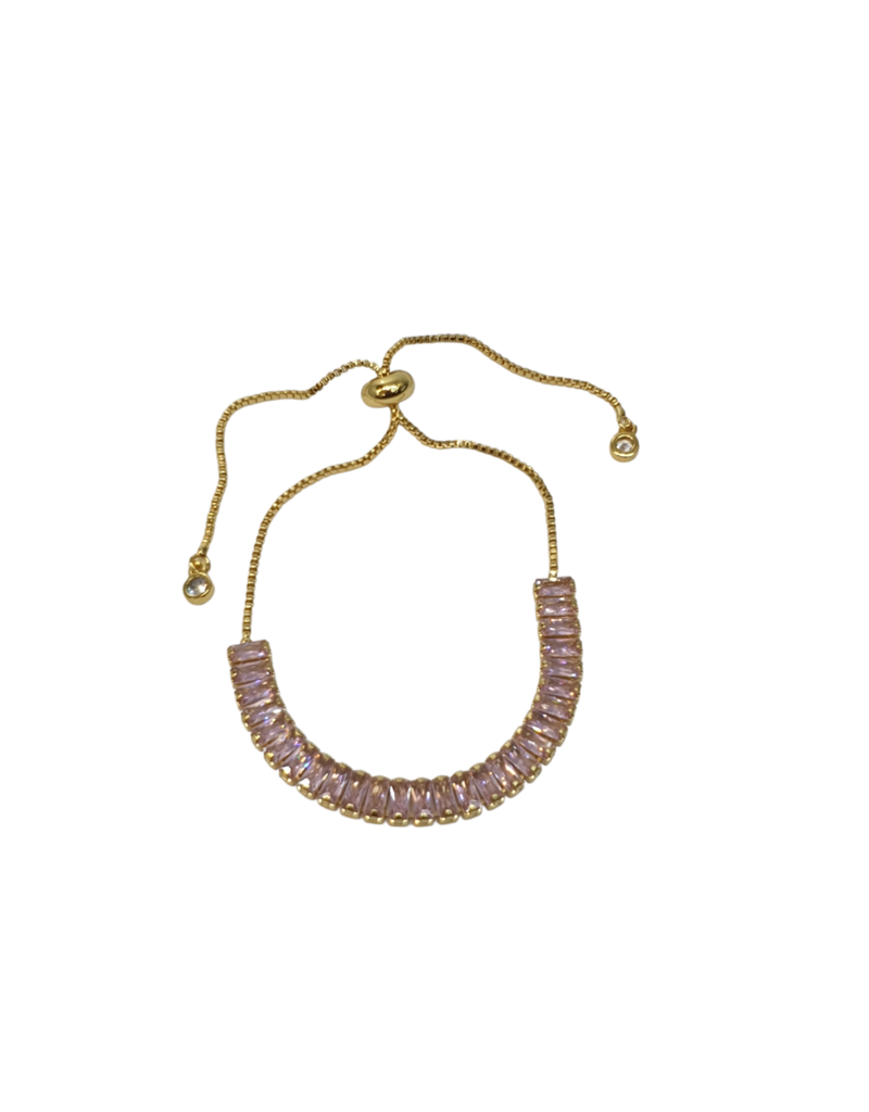 BSD0043- Pink, Baguette Adjustable Bracelet