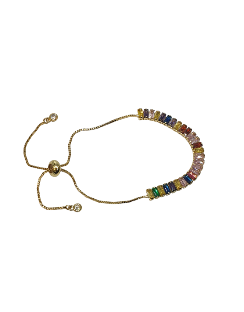 BSD0045- Gold, Multicolour, Baguette Adjustable Bracelet