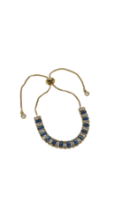 BSD0046- Gold, Blue, Baguette Adjustable Bracelet