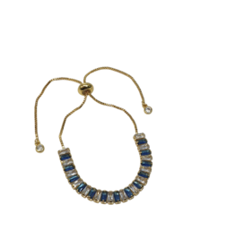 BSD0046- Gold, Blue, Baguette Adjustable Bracelet