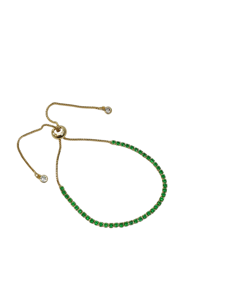 BSD0048- Gold, Green, Tennis Adjustable Bracelet