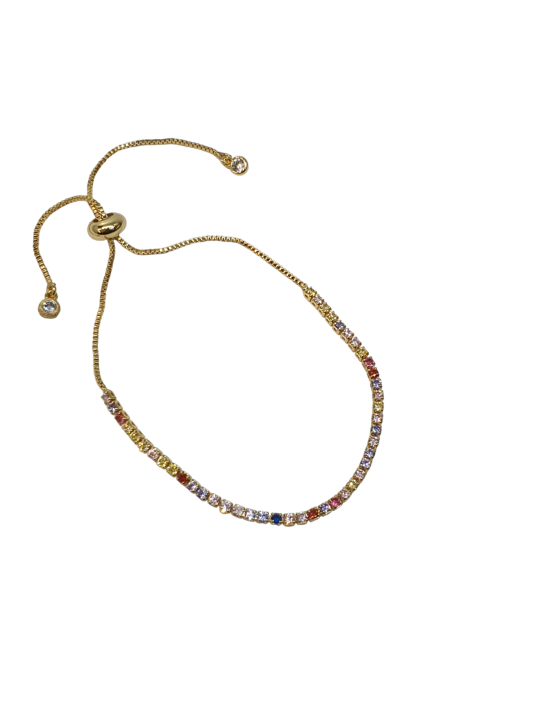 BSD0049- Gold, Multicolour, Tennis Adjustable Bracelet