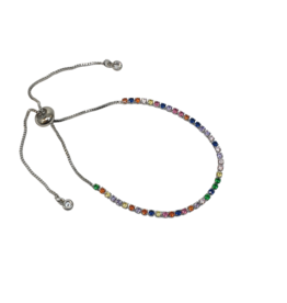 BSD0052- Silver, Multicolour, Tennis Adjustable Bracelet