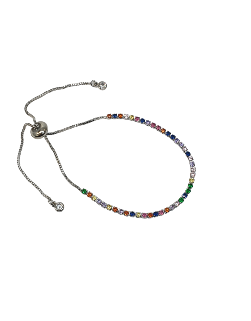 BSD0052- Silver, Multicolour, Tennis Adjustable Bracelet