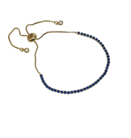 BSD0054- Gold, Blue, Tennis Adjustable Bracelet