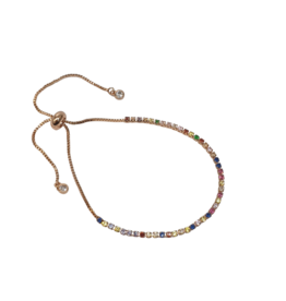 BSD0059- Rose Gold, Multicolour, Tennis Adjustable Bracelet