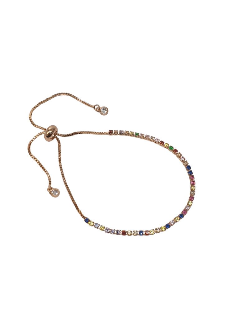 BSD0059- Rose Gold, Multicolour, Tennis Adjustable Bracelet