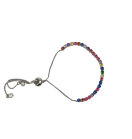 BSD0061- Silver, Muticolour, Tennis Adjustable Bracelet