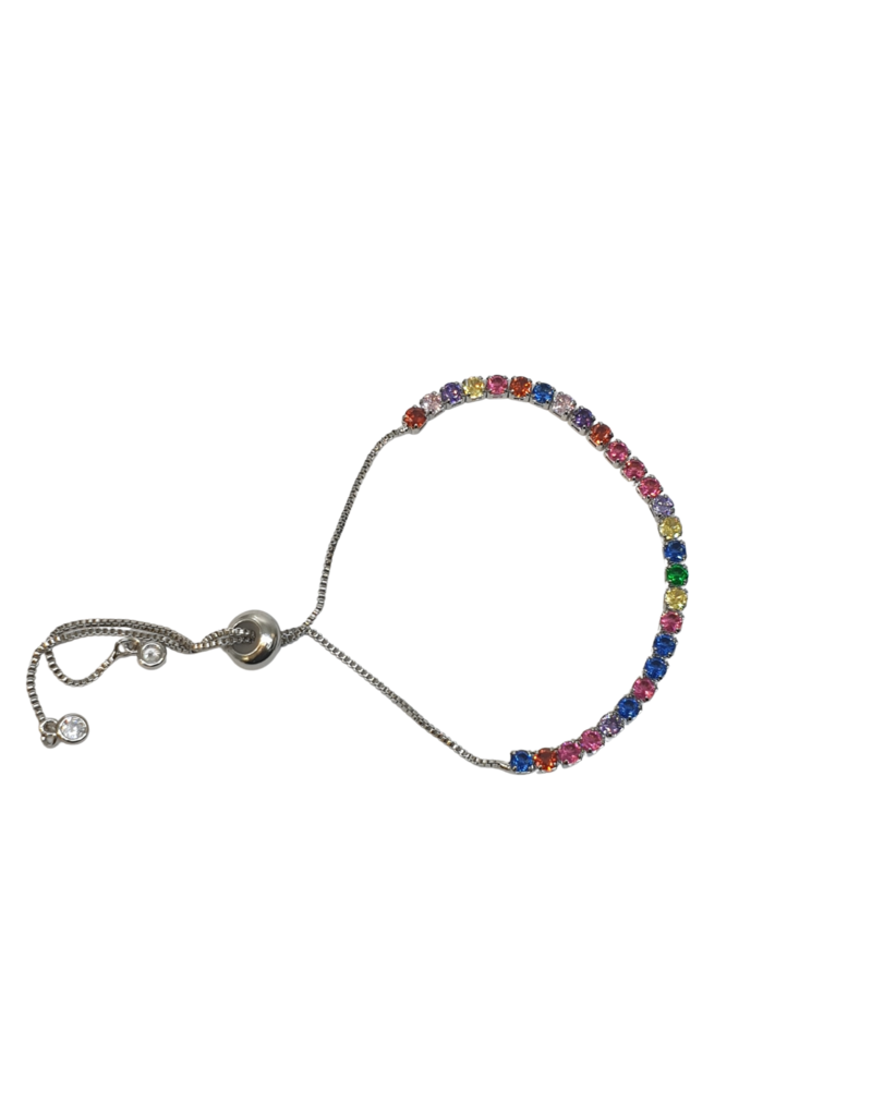 BSD0061- Silver, Muticolour, Tennis Adjustable Bracelet