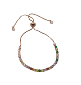 BSD0062- Rose Gold, Multicolour, Tennis Adjustable Bracelet