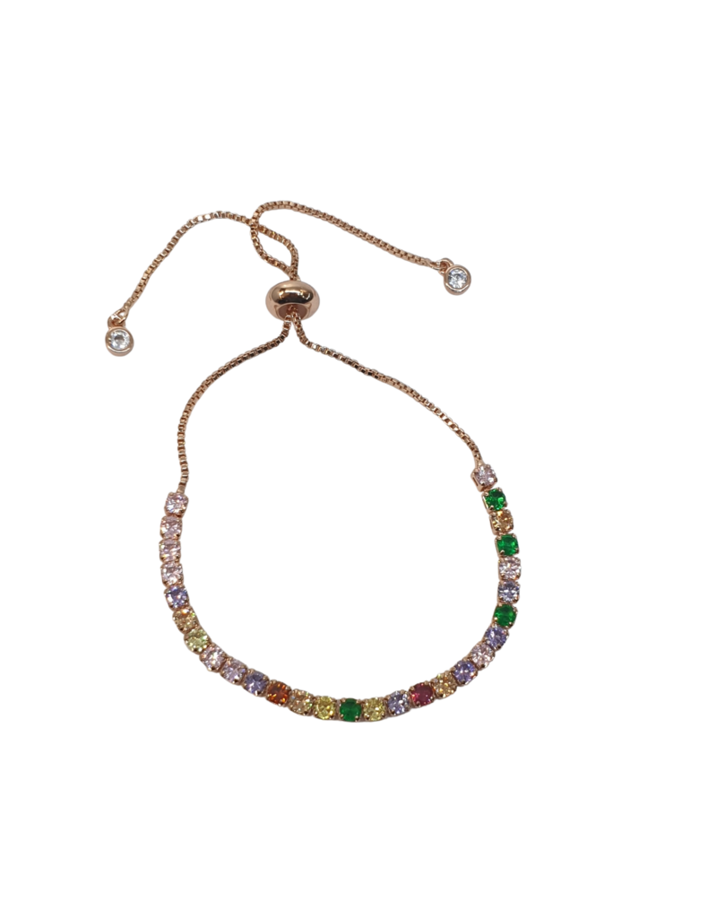 BSD0062- Rose Gold, Multicolour, Tennis Adjustable Bracelet