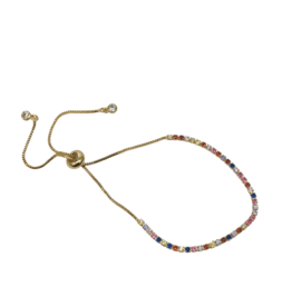 BSD0066- Gold, Multicolour, Tennis Adjustable Bracelet