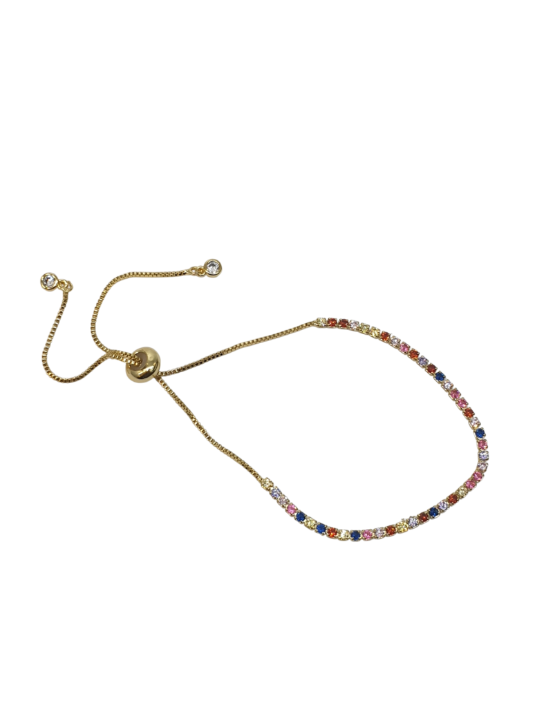 BSD0066- Gold, Multicolour, Tennis Adjustable Bracelet