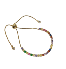 BSD0065- Gold, Multicolour, Tennis Adjustable Bracelet