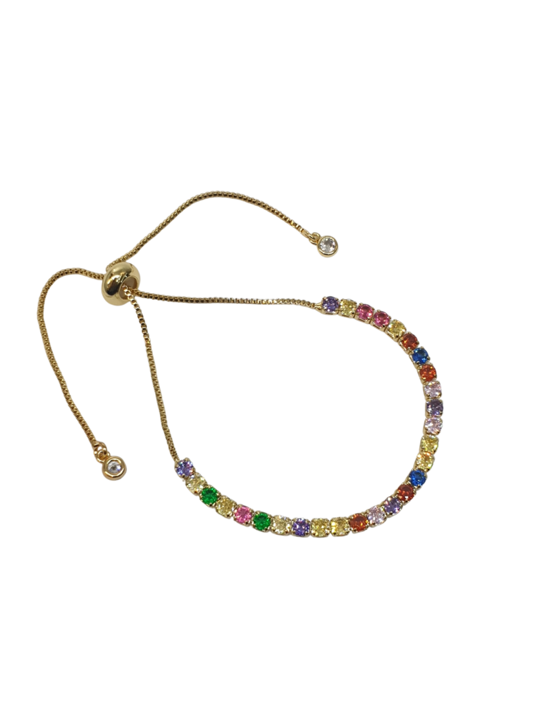 BSD0065- Gold, Multicolour, Tennis Adjustable Bracelet