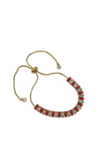 BSD0041- Gold, Red, Baguette Adjustable Bracelet