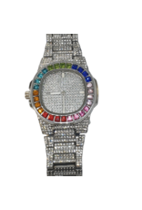 WTD0001- Silver, Multicolour Diamante Watch