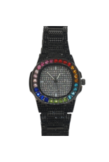 WTD0003- Black Muticolour Diamante Watch
